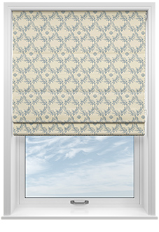 Trellis Prints, Vine and Bloom Romsey Raffs Blue - Twist&Fit Roman Blind
